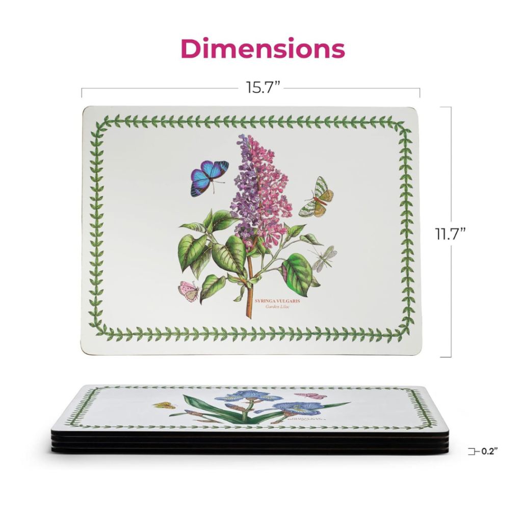 Portmeirion Pimpernel Botanic Garden Set of 4 Large Placemats – Best