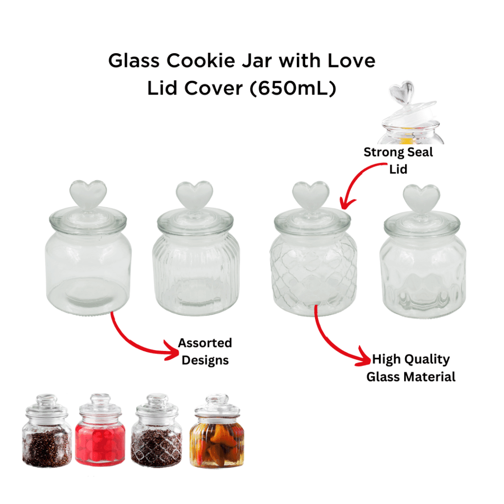 Nordic Glass Jar Food Storage with Love Lid Kitchen Plaza