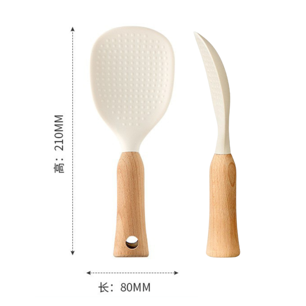 Nordic Silicone Standing Rice Spoon with wooden Handle (1pc) – Kitchen ...