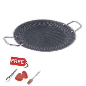 HexaCook 34cm Multipurpose Chapati Pan – 316 Stainless Steel Honeycomb Non-Stick Frying Wok with Handles + Free Gifts