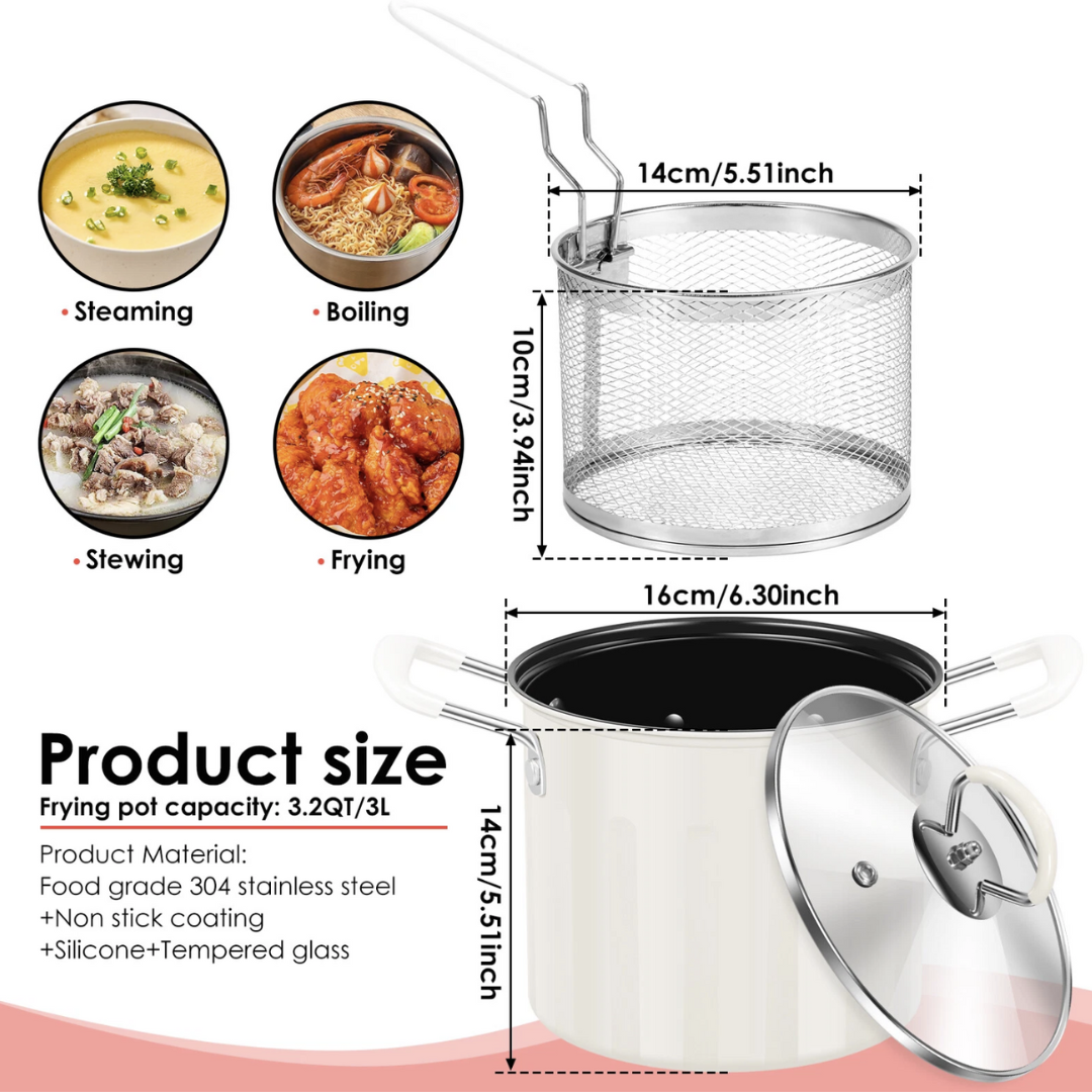 NordFry WhiteCream 3L Enamel Deep Frying Pot with Glass Lid & 304 Stainless Steel Basket – Minimalist Nordic Oil Pot (5)