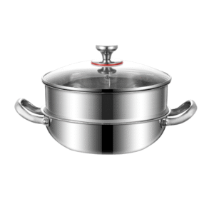 HexaCook 26cm Steamer Deep Honeycomb Non-Stick Pan with Glass Lid & Double Handles – Stainless Steel Stir Fry Pot