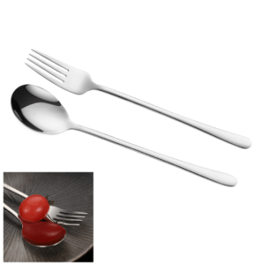 KP Cutlery Stainless Steel Long Handle Korean Spoon/Fork - Round End (1 Unit)