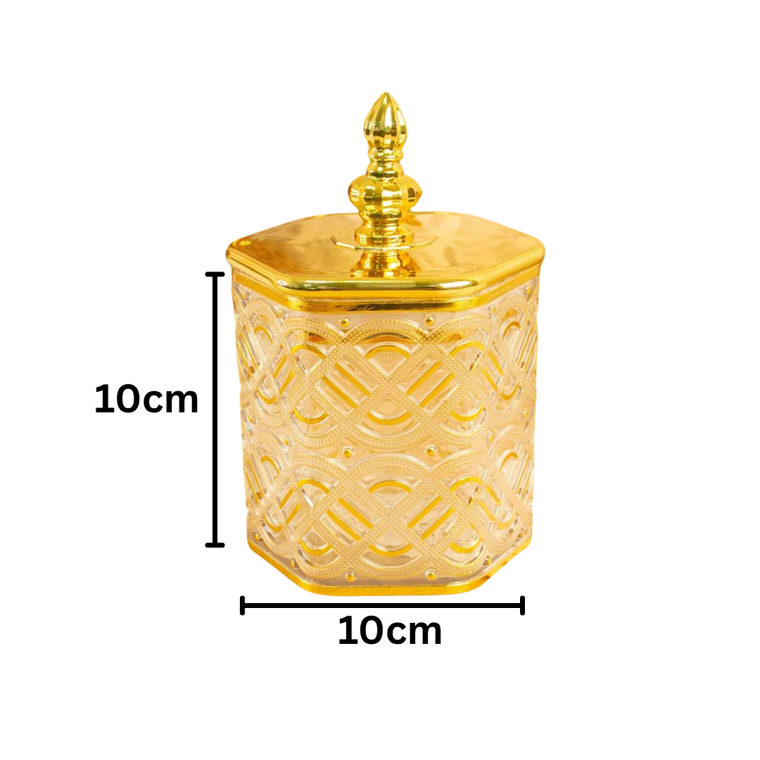Airtight Container Plastic Jar Small Gold Hexagon Canister (1Pc) (2)