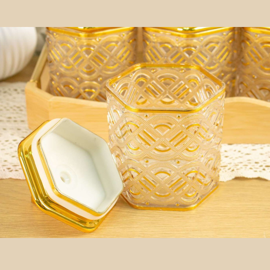 Airtight Container Plastic Jar Small Gold Hexagon Canister (1Pc) (6)
