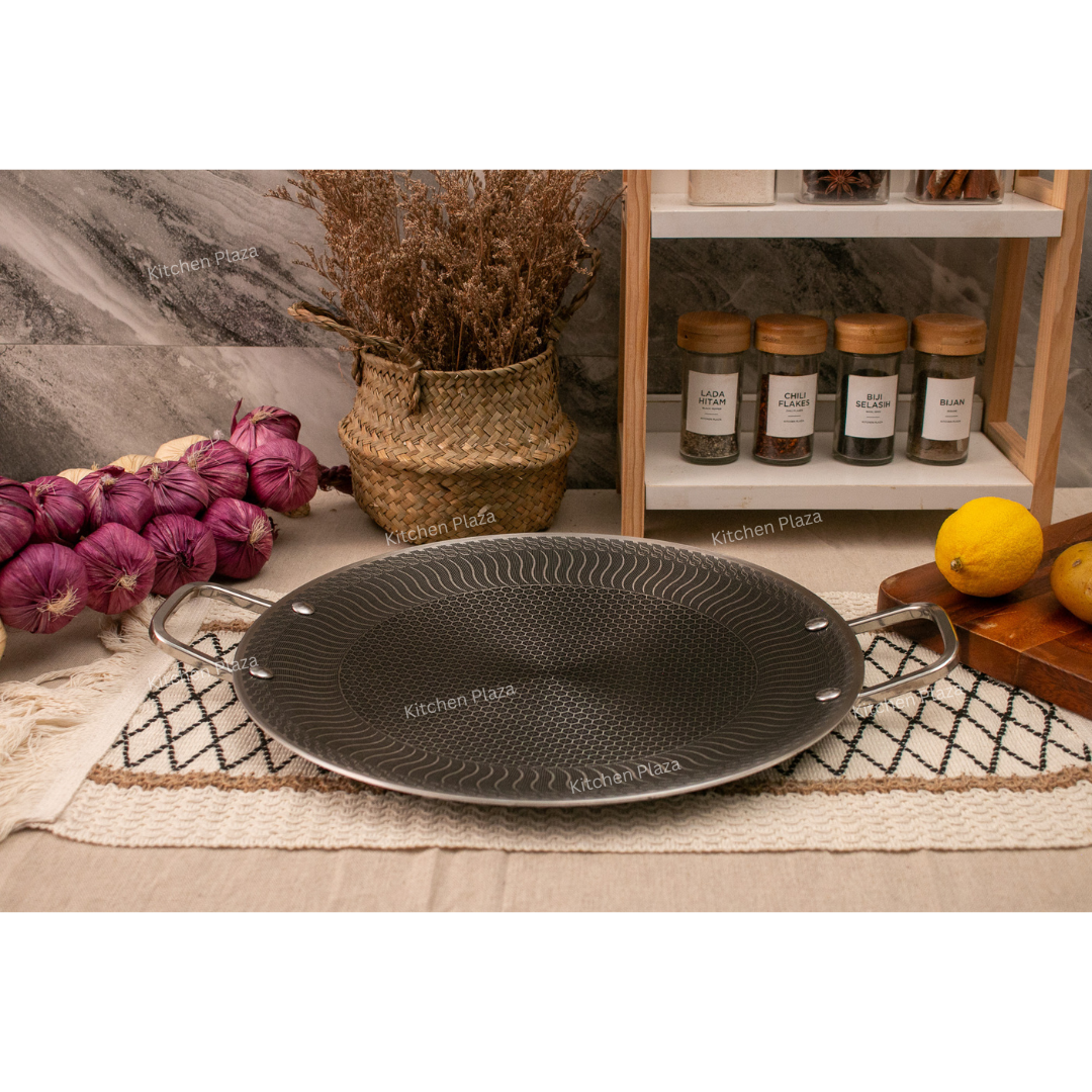 HexaCook 38cm Multipurpose Chapati Pan – 316 Stainless Steel Honeycomb Non-Stick Frying Wok with Handles + Free Gifts (6)