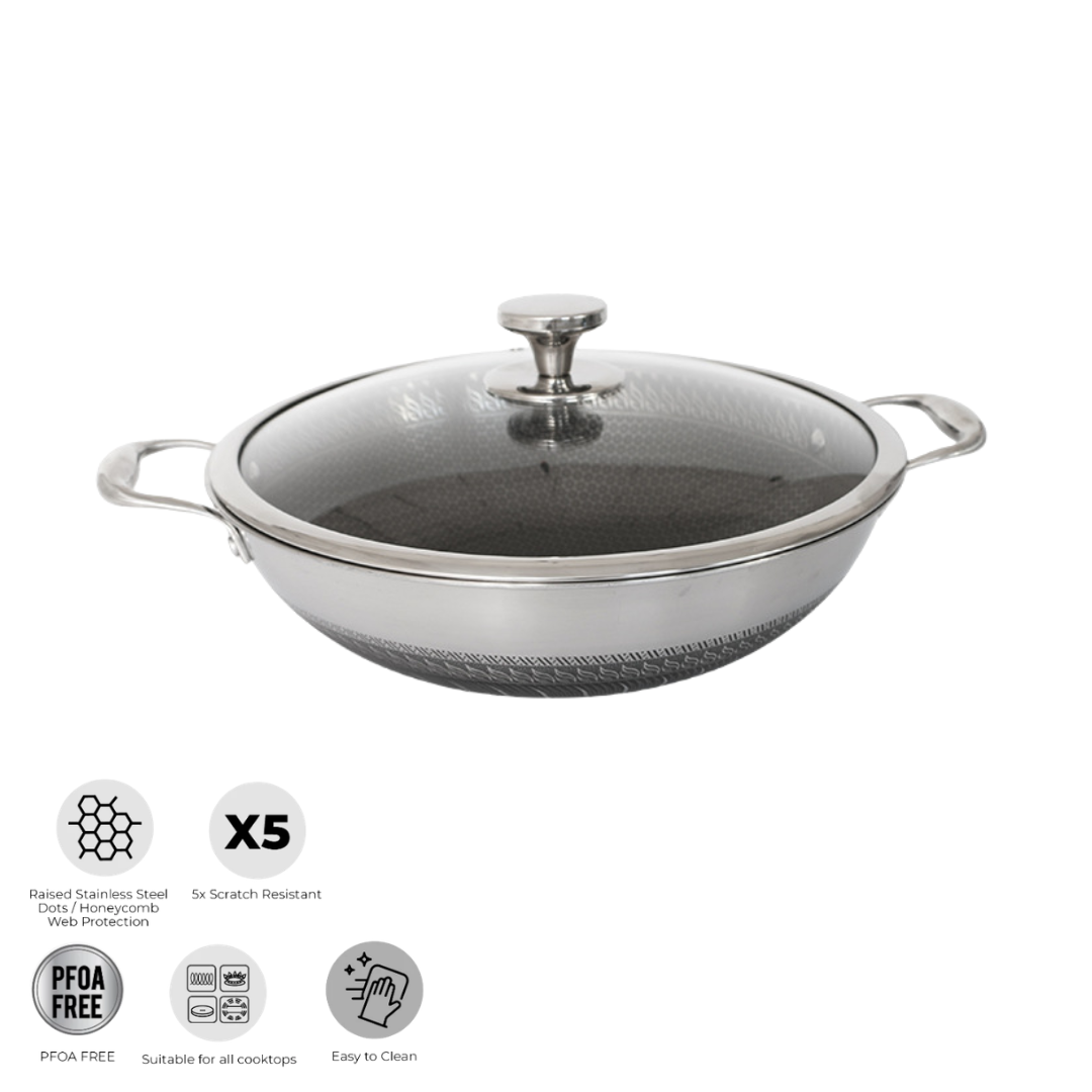 HexaCook Honeycomb Stainless Steel Wok_Kuali Wok (NW)