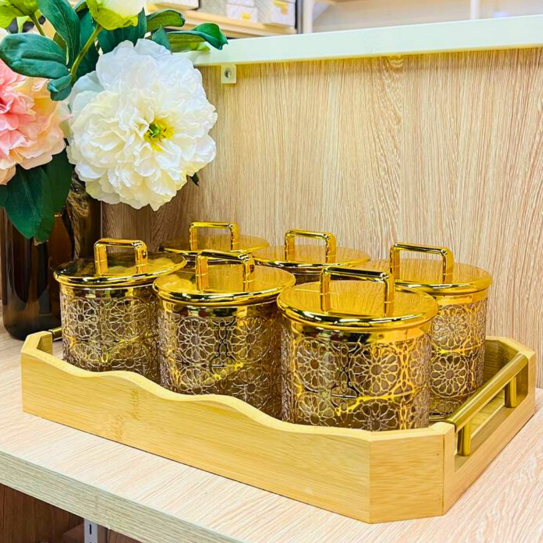 Nordic Decorative Tray Wavy Bamboo Tray with Metal Handle (4)