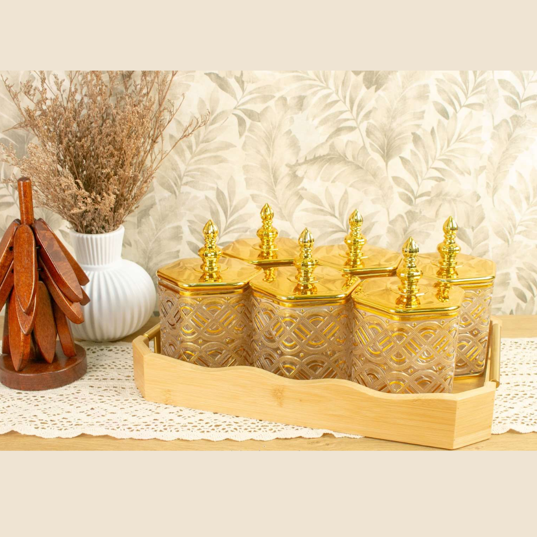 Nordic Decorative Tray Wavy Bamboo Tray with Metal Handle (6)