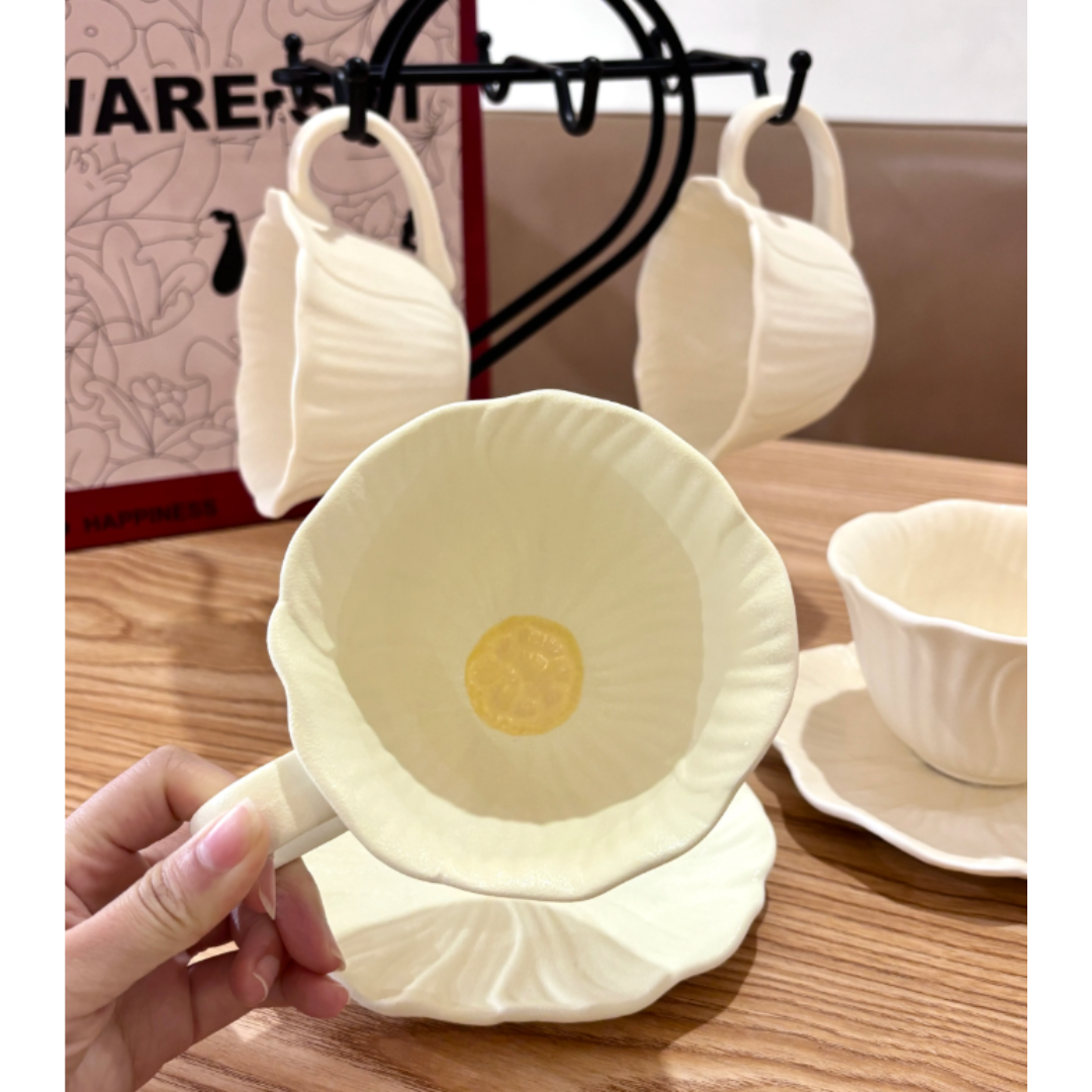 Poppy Bloom Ceramic Frosted Cup&Saucer (1pair) (5)