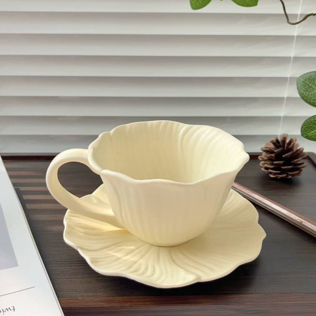 Poppy Bloom Ceramic Frosted Cup&Saucer (1pair) (6)