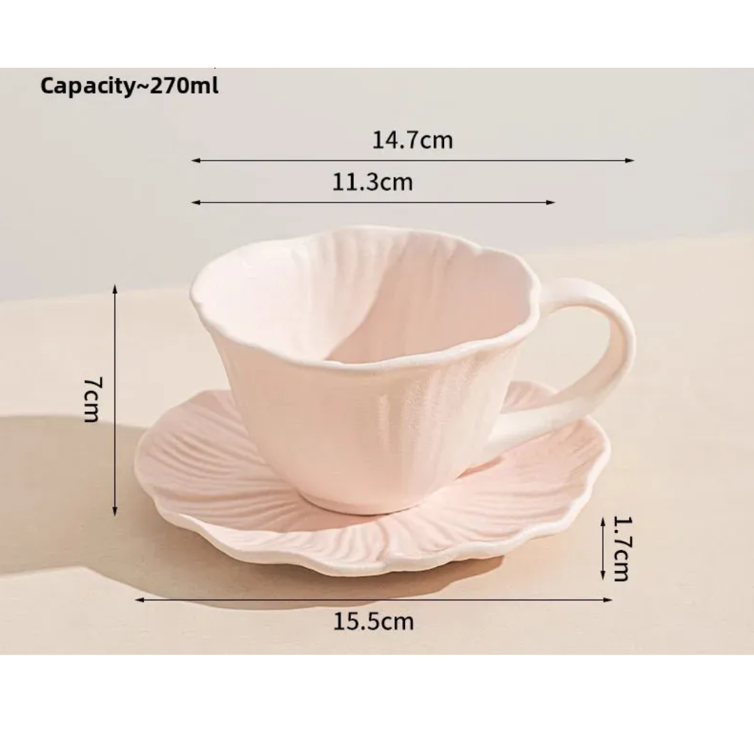 Poppy Bloom Ceramic Frosted Cup&Saucer (1pair) (8)