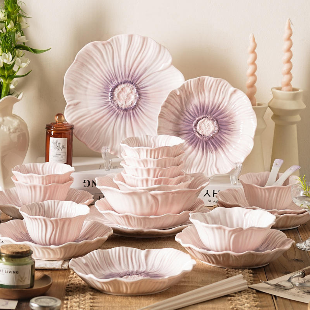 Poppy Bloom Ceramic Flower Purple Series (1Pc)
