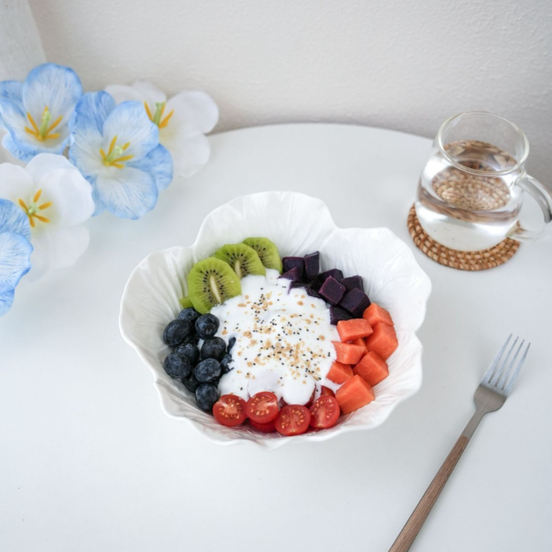 White Ceramic Cabbage Leaf Bowl Series (2)